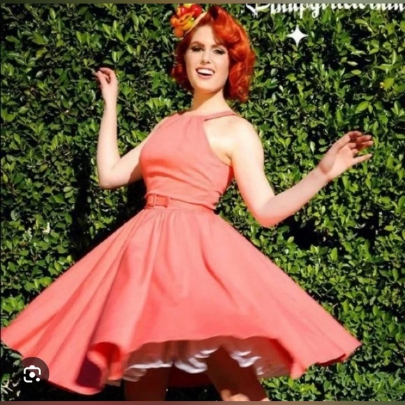 Pinup Girl, Harley Swing Dress, coral - Picture 2 of 6